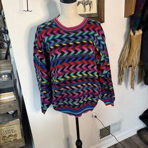 Vintage CHRISTINE FOLEY Geometric Sweater Heavy Cotton 3 / L